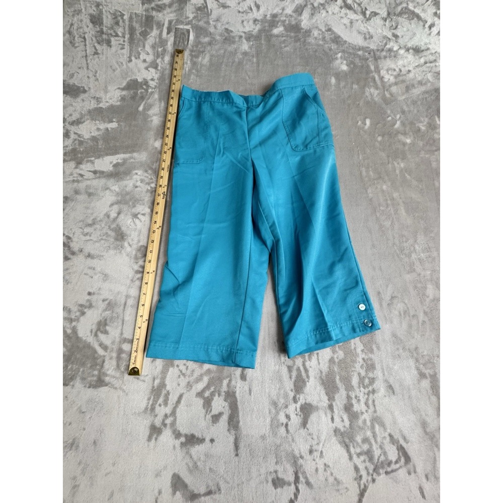 Alfred Dunner Pants Turquoise Blue Proportioned Short Classic Comfort Waist Six